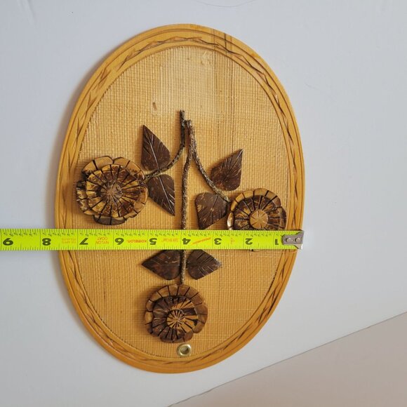 Handcrafted Philippines Oval Woven Wall Art With Floral Design - Picture 7 of 7